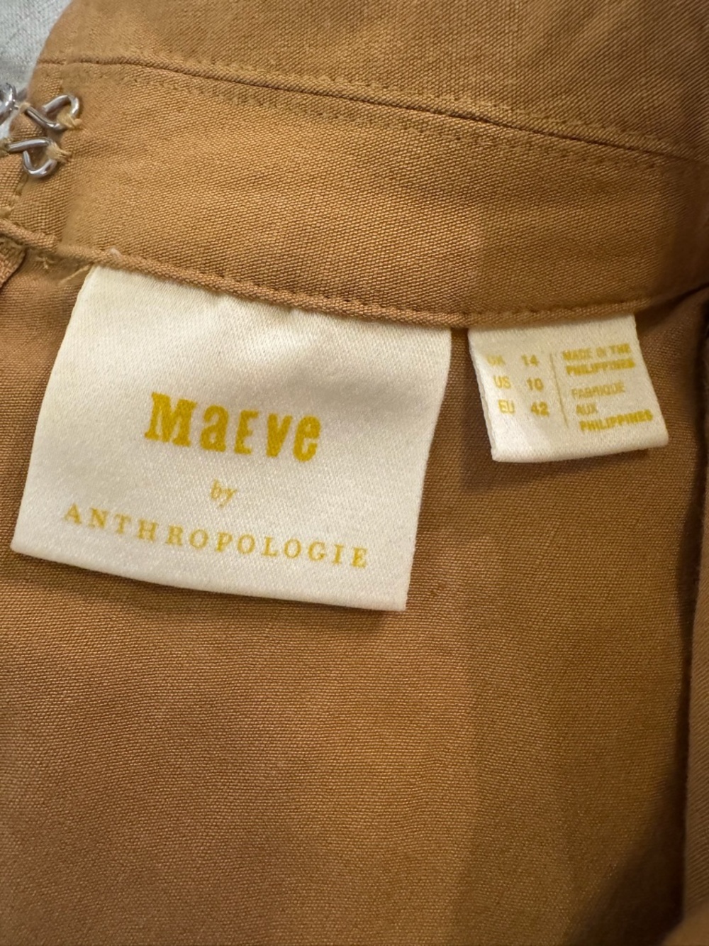 Maeve Anthropologie Faux-Wrap Culotte Jumpsuit Brown Size 10 - Picture 6 of 12